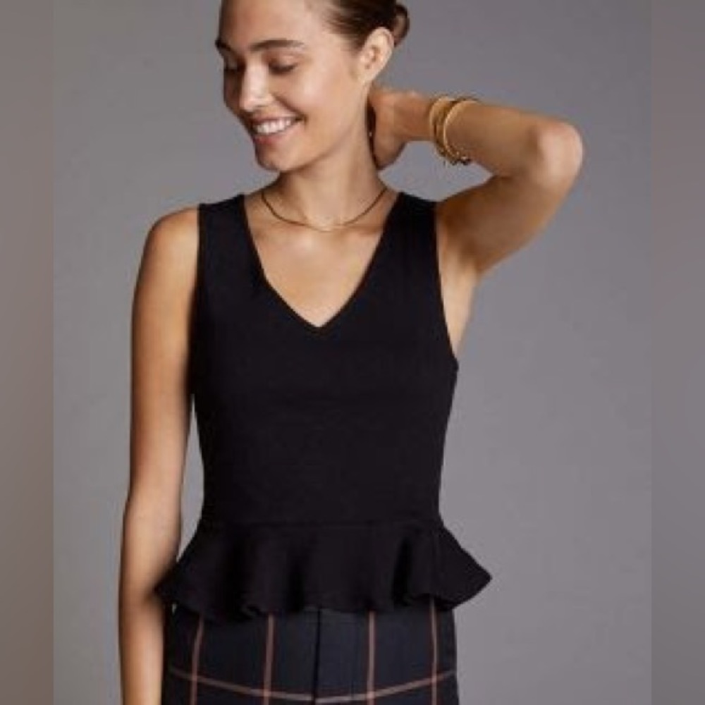 Anthropologie Black Ribbed Tank Top